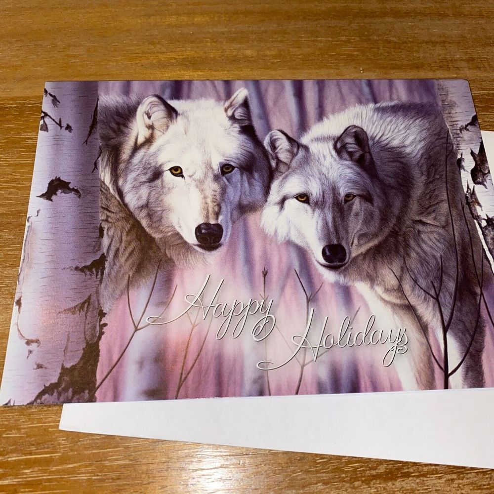 Defenders of Wildlife‎ White Wolves Happy Holiday Merry Christmas Greeting Card